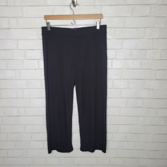 Dana Buckman Black Elastic Waist Wide Leg Capri Ponte Pants - Picture 1 of 5